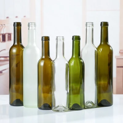 고품질 빈 750 Ml 투명 골동품 녹색 보르도 유리 와인 병